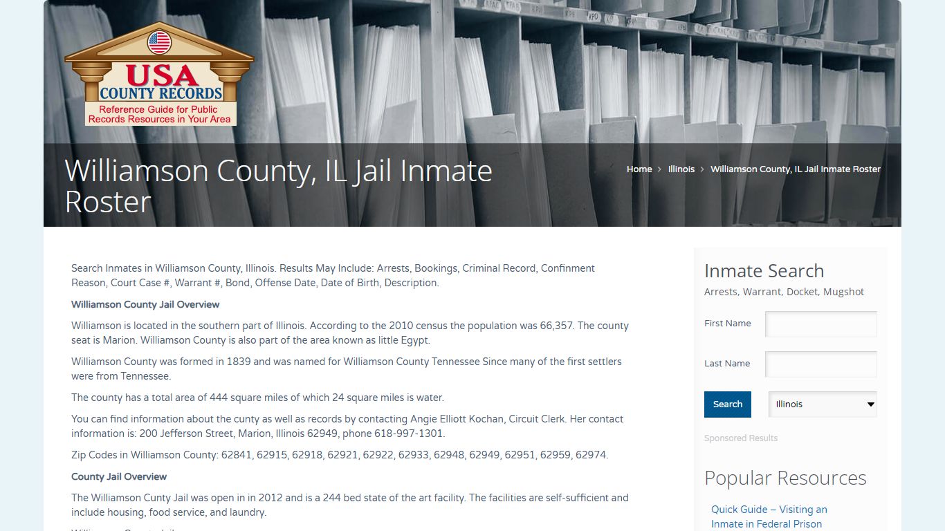 Williamson County, IL Jail Inmate Roster | Name Search